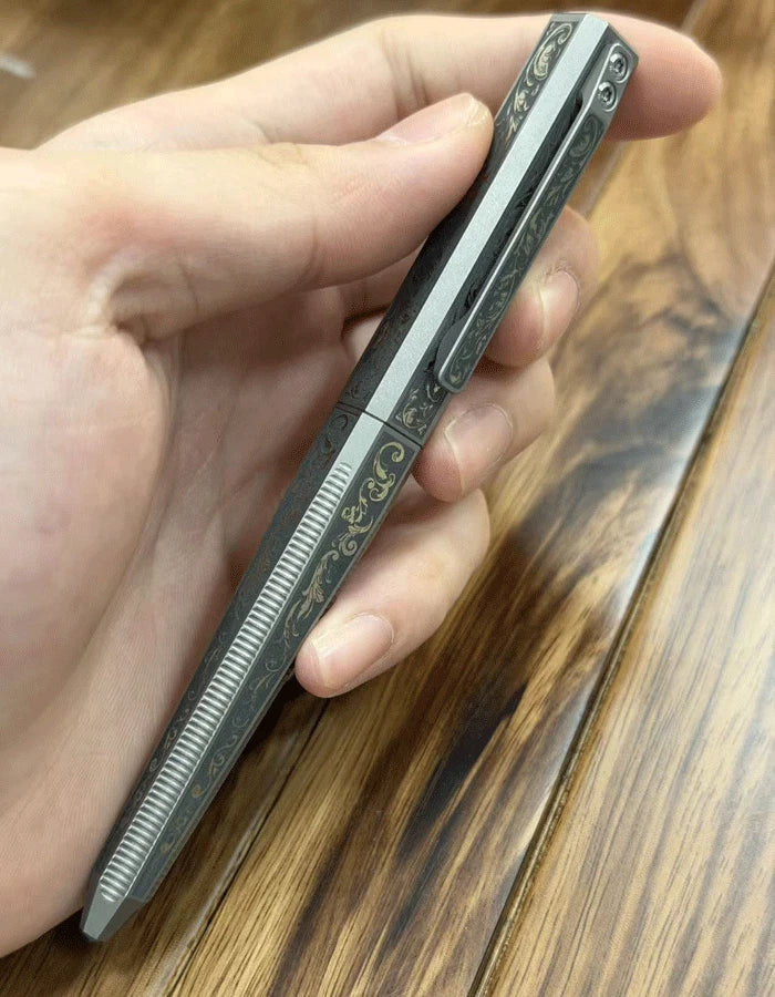 Practical Titanium Pocket Ballpoint Pen Business Office Stationery Signature Pen 07FC0E-D4 - KOEEK