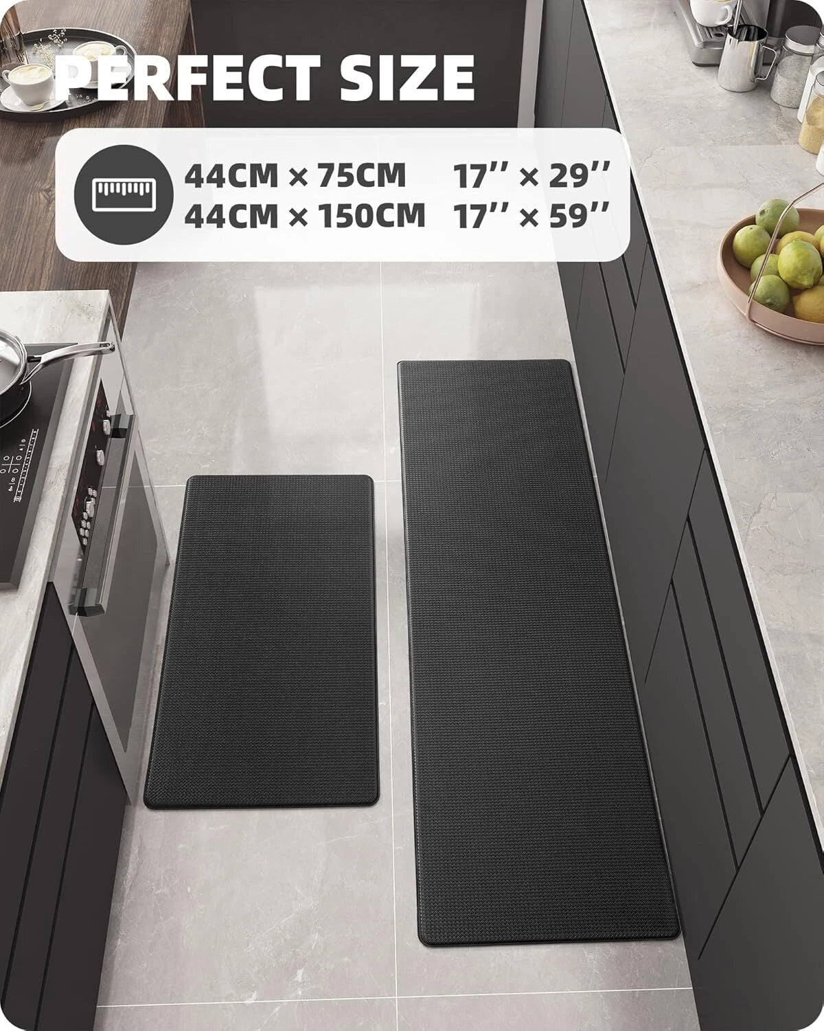 Kitchen Rugs, Kitchen Rug Set 2 Piece, Non-Slip Waterproof Kitchen Rugs 07FC0E-D4 - KOEEK