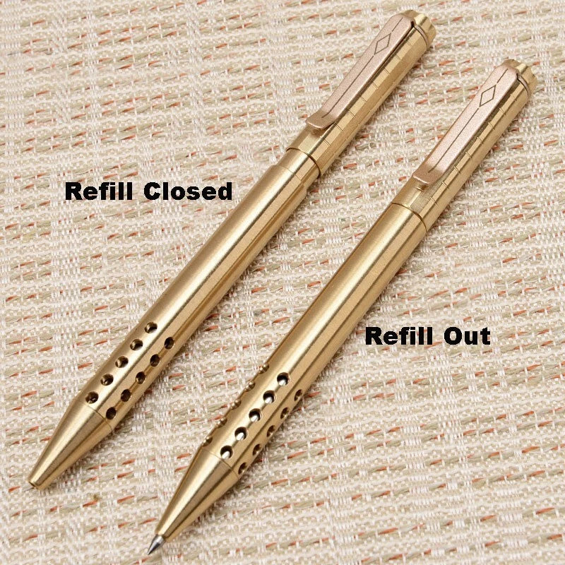 Brass Magnetic Force Telescoping Pocket Ballpoint Pen Office Signature Pen EDC 07FC0E-D4 - KOEEK