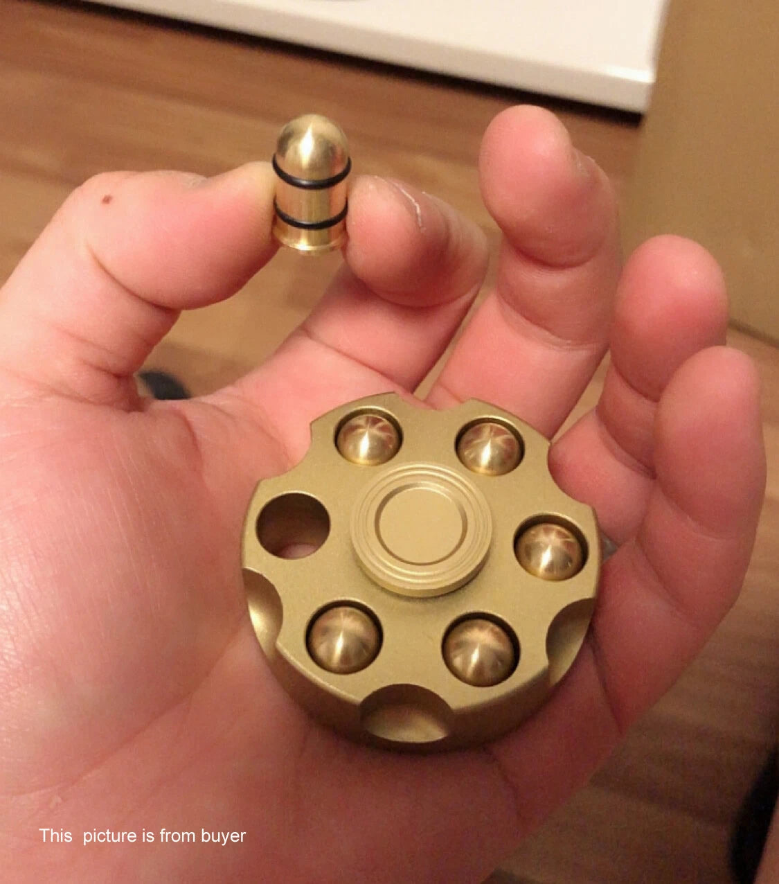 Brass Revolver Bullets Finger Spinner Spinning Top Fidget Pocket Toy EDC Gift 07FC0E-D4 - KOEEK