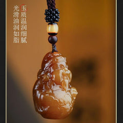Natural Yellow Jade Pendant Tibetan Deity Amulet Necklace Gemstone Jewelry 07FC0E-D4 - KOEEK