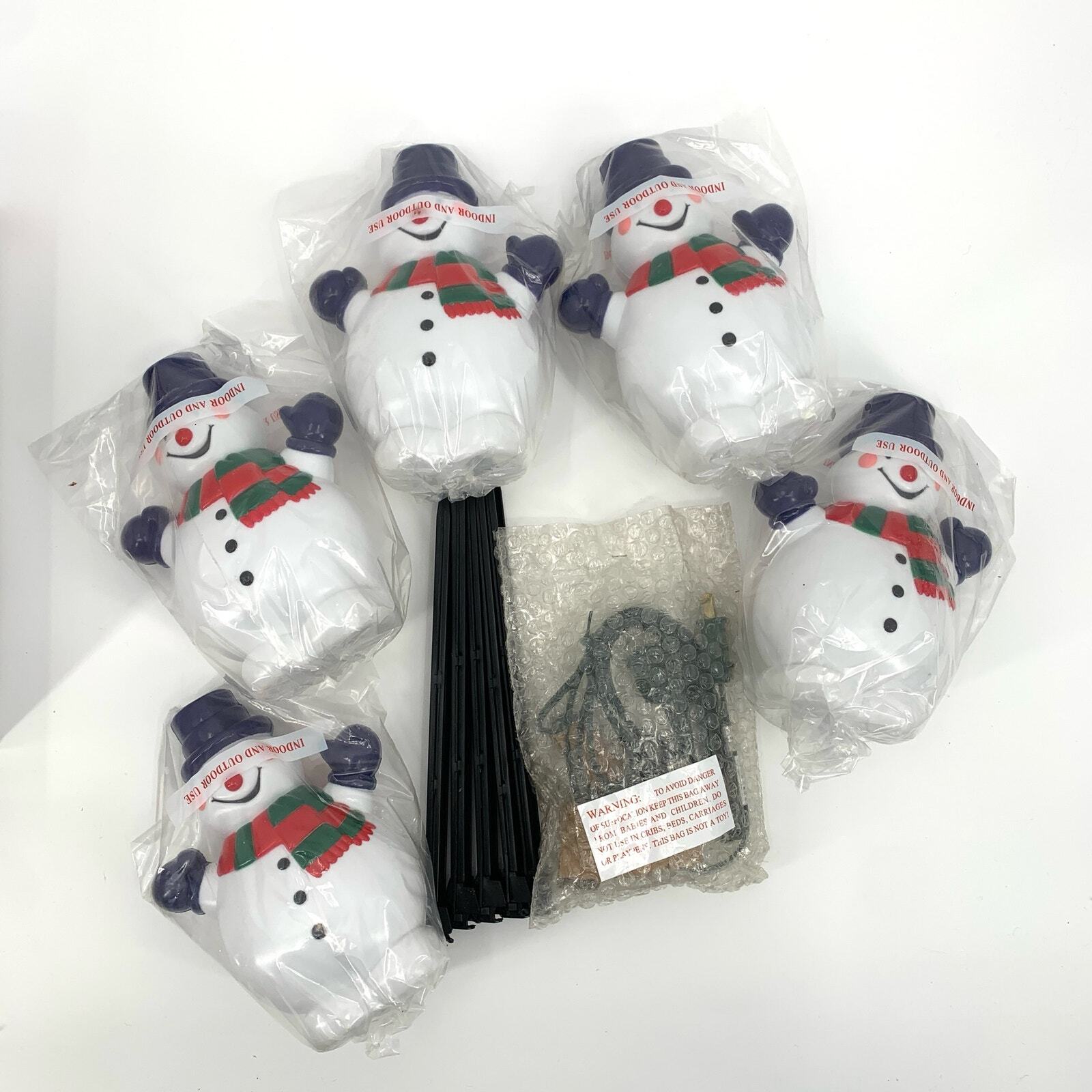NOMA  Old Stock Un 5 Lighted Snowman Pathway Lawn Stakes Christmas Decor NOMA - KOEEK