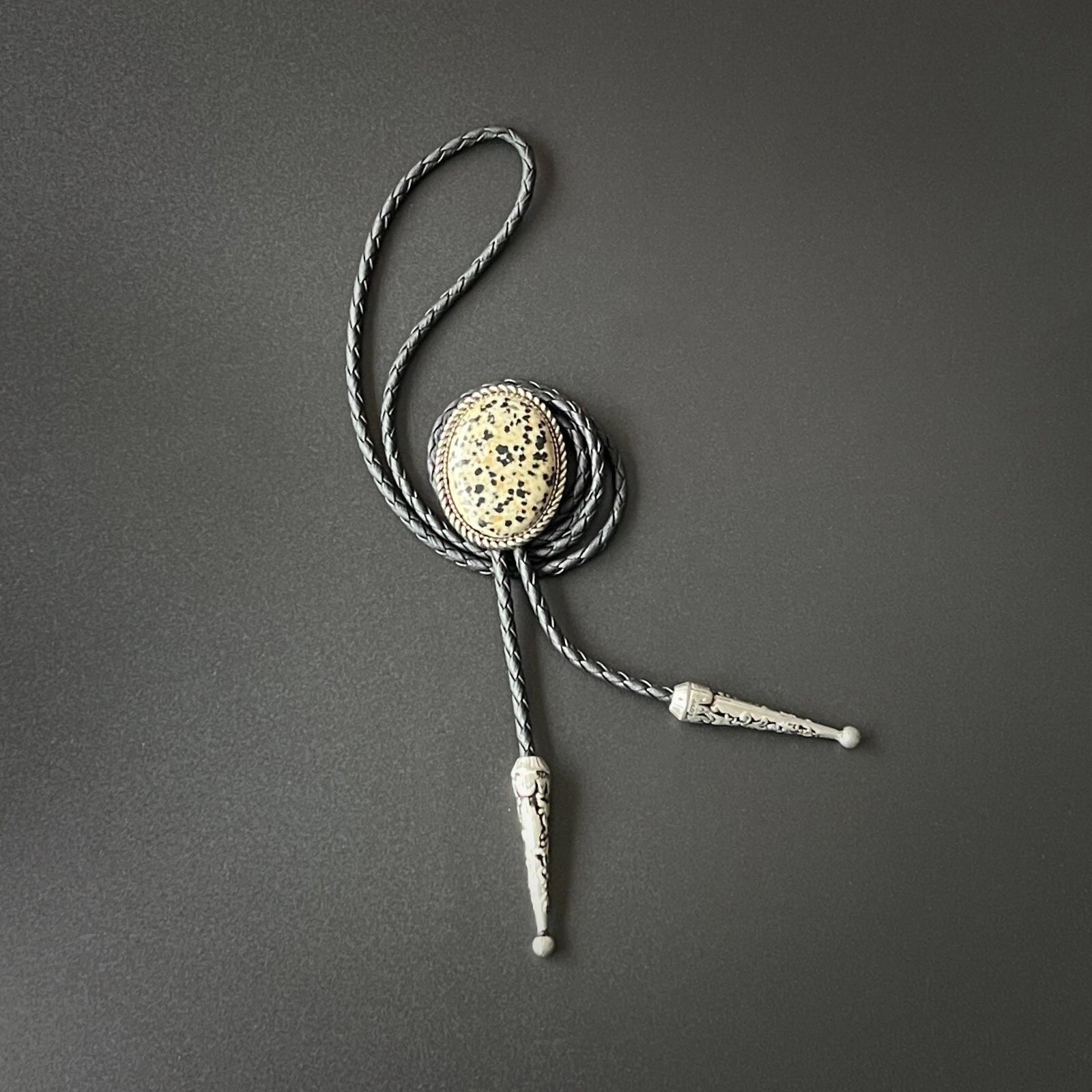 Natural Spotted Stone Bolo Tie Western Cowboy Vintage PU Rope Wedding Necklace 07FC0E-D4 - KOEEK