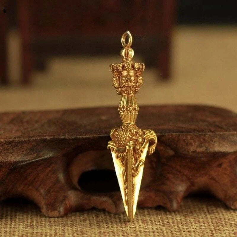 6cm   Copper Vajra Dorje Phurba Pendant Kīla Phurpa Amulet Unisex Gift 07FC0E-D4 - KOEEK