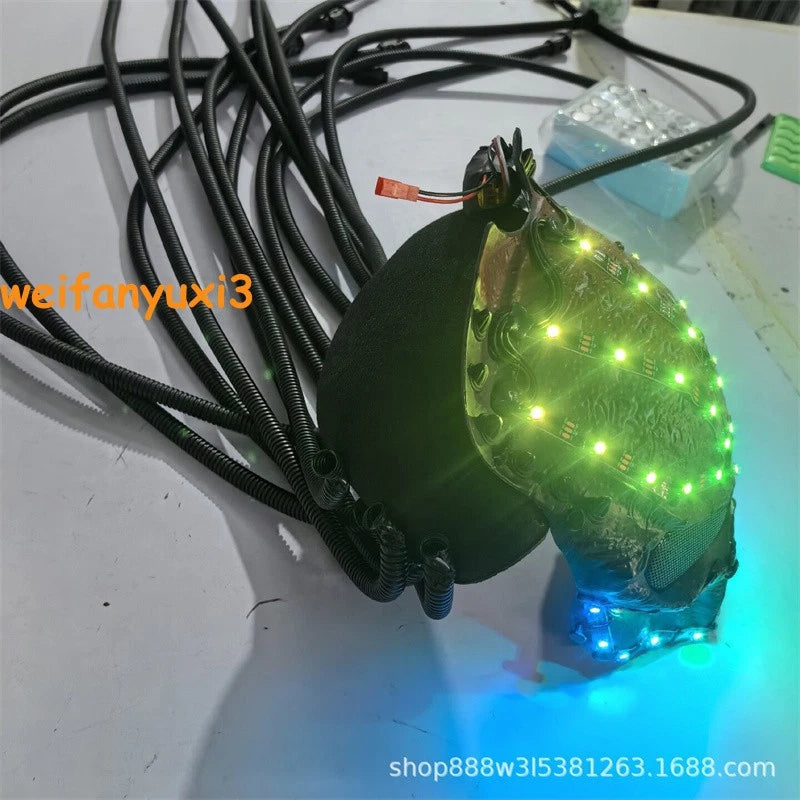Predator LED Colorful Light Helmet Mask Remote Control DJ Club Costume Props 07FC0E-D4 - KOEEK