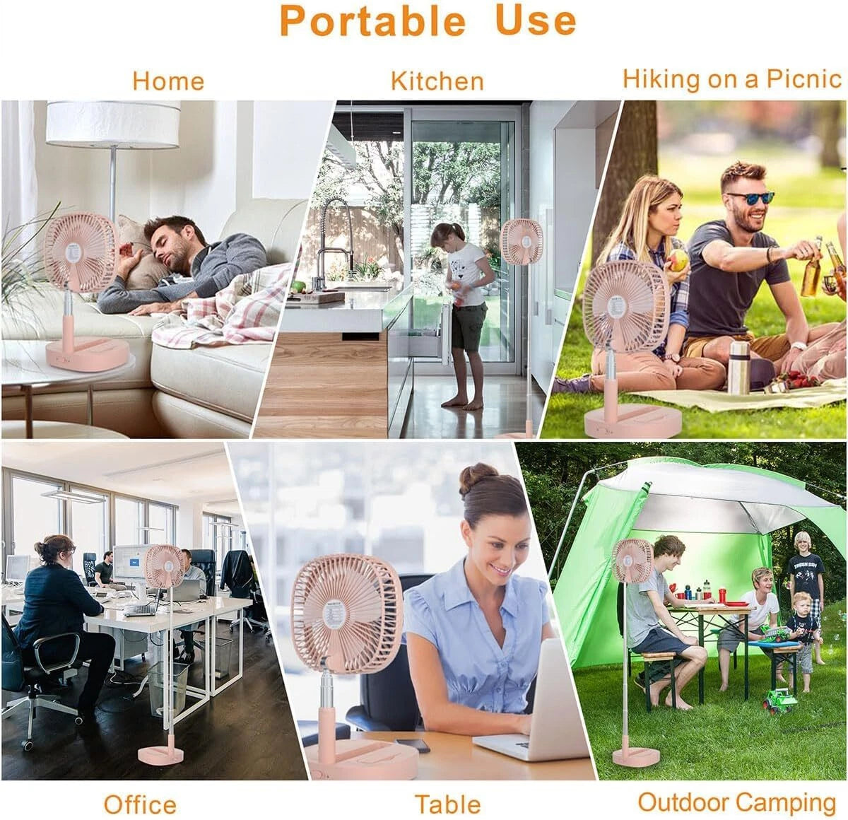Foldable Desk Fan,Rechargeable Battery,Remote Control Retractable 4 Speed Silent 07FC0E-D4 - KOEEK