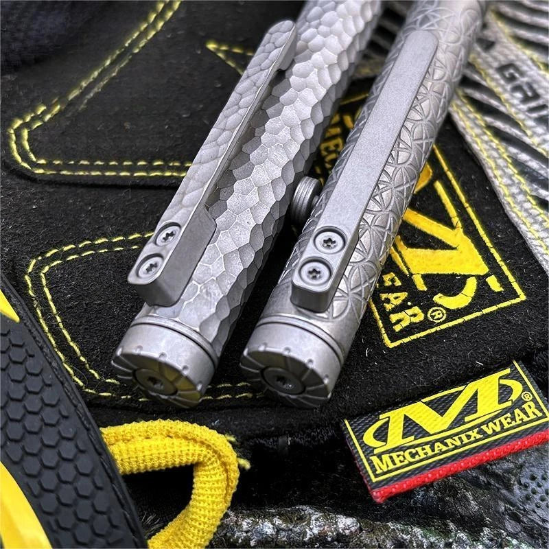 EDC Titanium Bolt Action Ballpoint Pen Pocket Writing Pen with Fidget Spinner 07FC0E-D4 - KOEEK