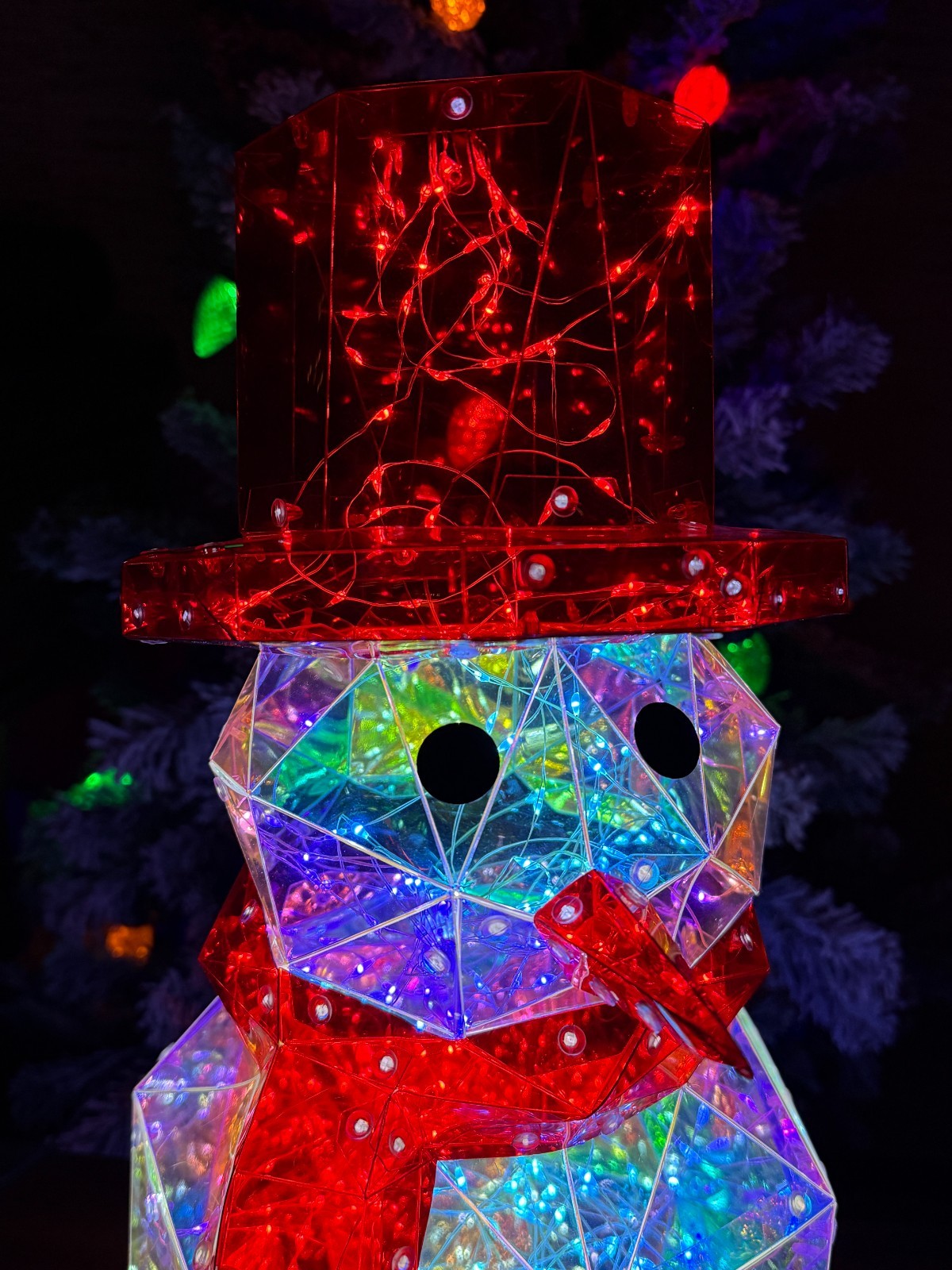 ! Prismatic Iridescent LED Light-up Snowman 16" Great Holiday Item! 07FC0E-D4 - KOEEK