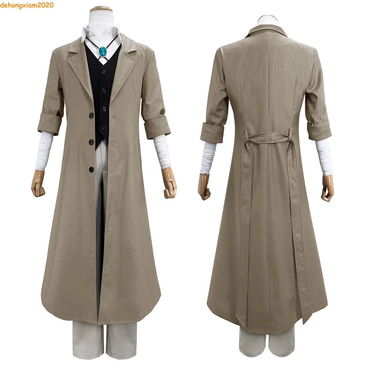 Bungo Stray Dogs Dazai Osamu Costume Men Shirt Windbreak Halloween Cosplay Suit 07FC0E-D4 - KOEEK