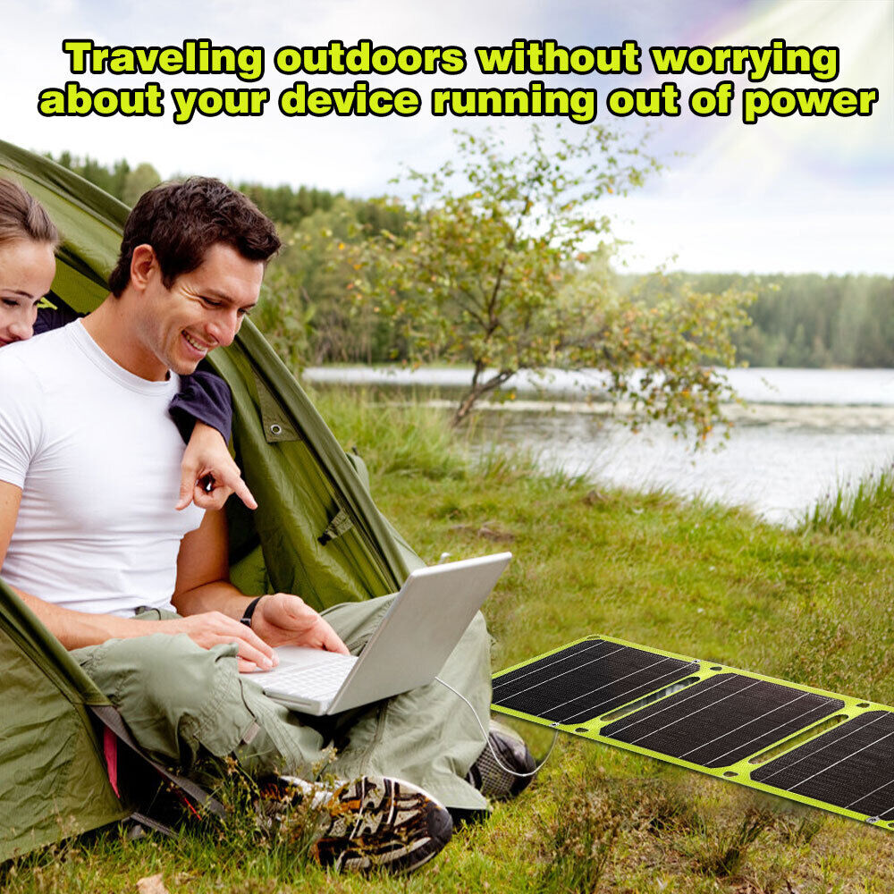 ny 50W Solcellepanel ETFE Folding Power Bank USB Lader Utendørs Camping Fottur Telefon