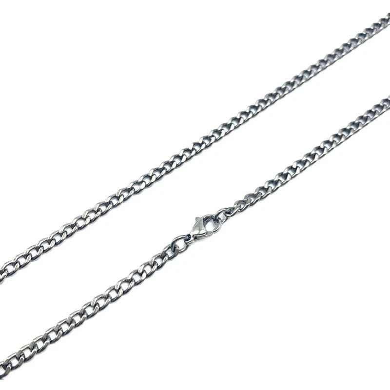 Pure Titanium Anti-allergy Necklace 2.2mm 3.5mm 5.5mm Curb Chain 22'' 24'' 26'' 07FC0E-D4 - KOEEK