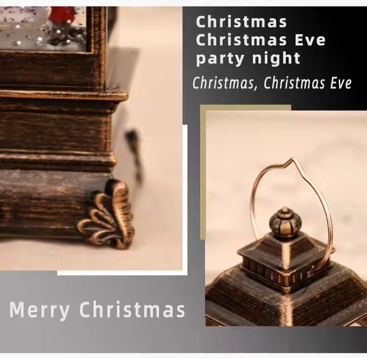 Decorative Christmas LED Lantern Santa Snow Globe Glitter 12” Music & Lights 07FC0E-D4 - KOEEK