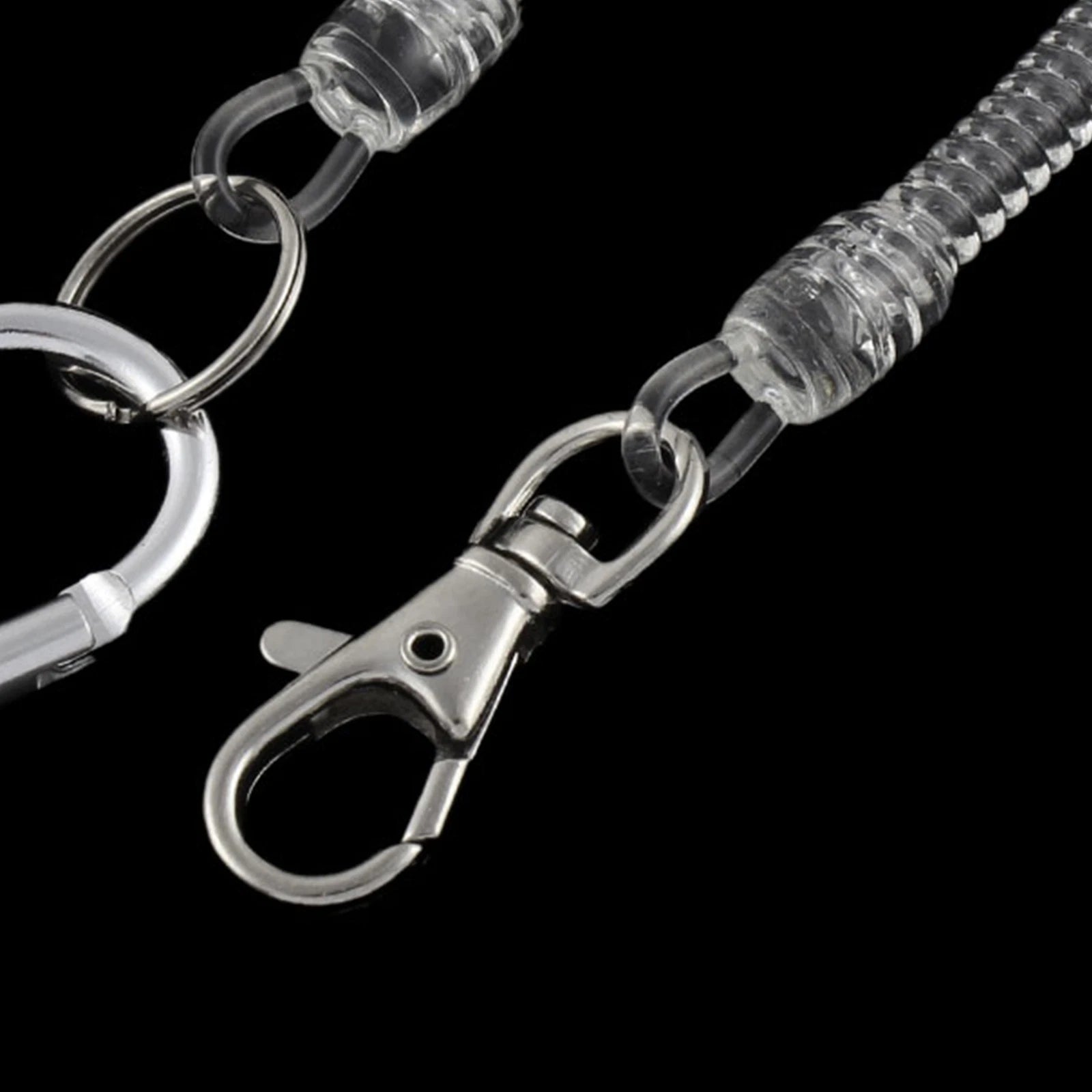 Retractable Spiral Spring Coil Spring Keychain with Lobster Clasp Carabiner Hook 07FC0E-D4 - KOEEK