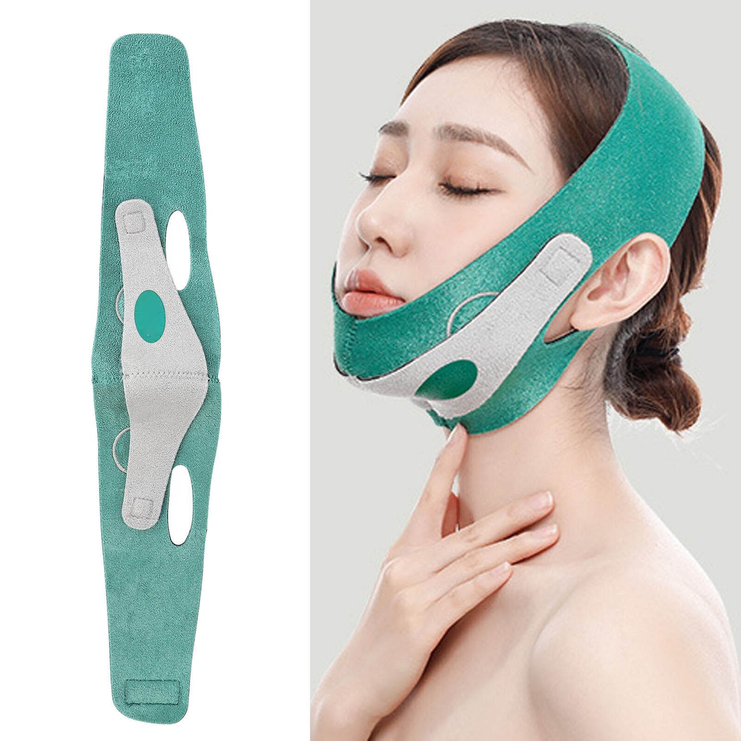 new Bandage V Line Strap Reduce Double Chin Wrinkles Lifting Belt(Green ) HGF koeek - KOEEK