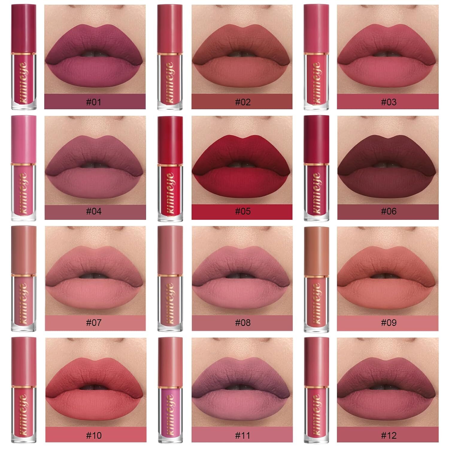 new 12 Colors Matte Liquid Lipstick Kit, Long Lasting Lip Tint, Waterproof SET B