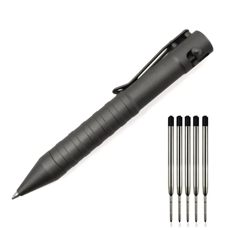 Solid Aluminium Alloy Pocket Ballpoint Pen Office Signature Pen Outdoor EDC Pen 07FC0E-D4 - KOEEK