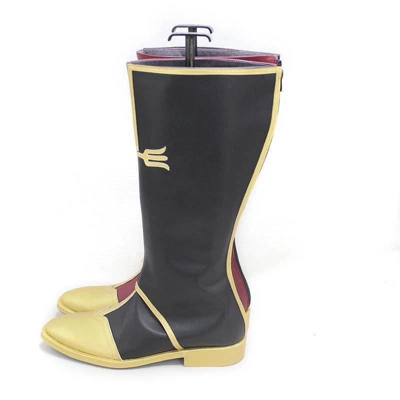 Cosplay LOL Arcane Silco Shoes Female Or Male Wine Red And Black Leather Boot 07FC0E-D4 - KOEEK