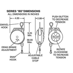 new Hubbell Bd-03 Tool Retractor, 6 Ft, For 1-3 Lb Tool Weighing Hubbell - KOEEK