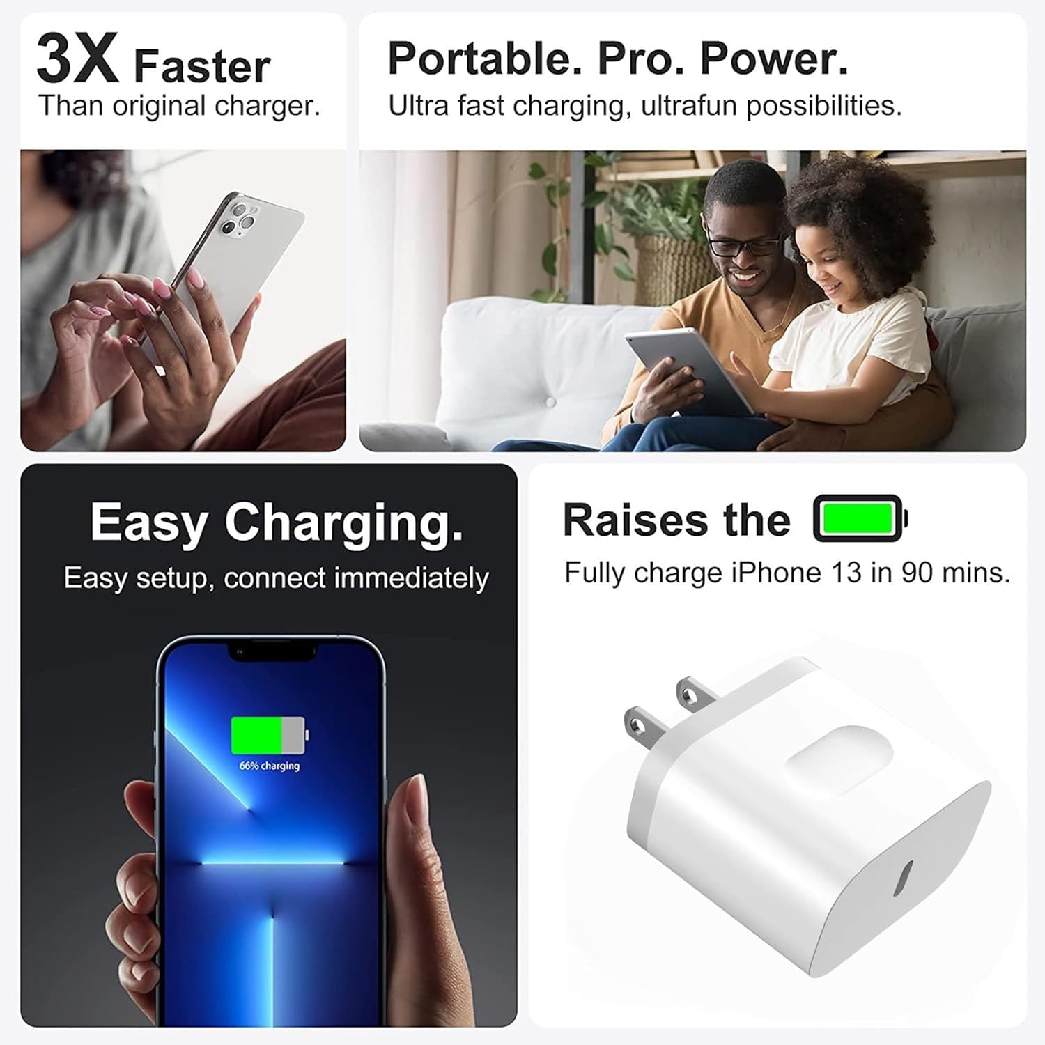new 2-Pack, Type C Charger Fast Charging, 20W USB C Block with 4Ft USBC Cable,... 07FC0E-D4 - KOEEK