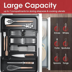 Silverware Organizer - Expandable Kitchen Drawer Organizer, Adjustable Utensil 07FC0E-D4 - KOEEK
