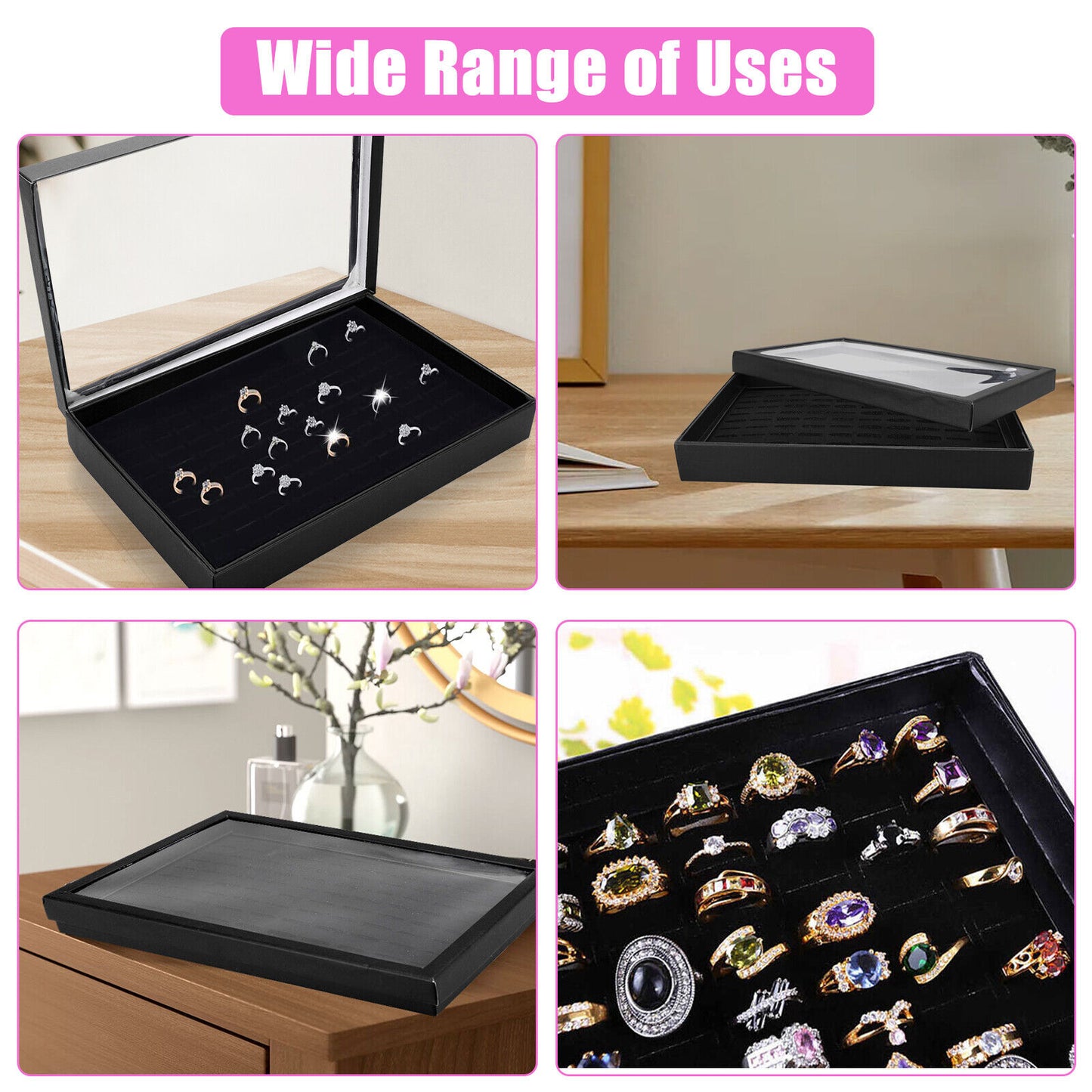 100 Slots Jewelry Ring Display Organizer Tray Holder Earrings Storage Boxes Case koeek - KOEEK