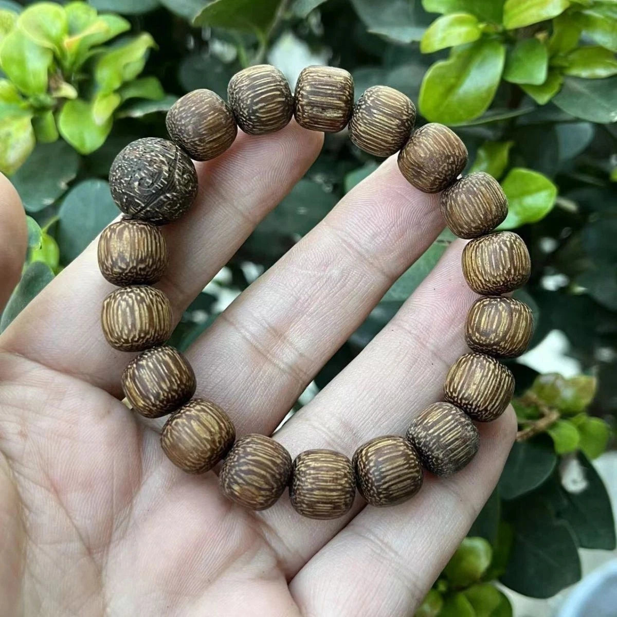 12mm Unisex Mala Dalat Wood Vietnam White Kyara Agarwood Bracelet Barrel Beads 07FC0E-D4 - KOEEK