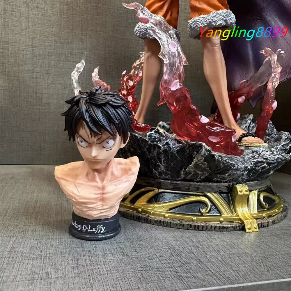 Anime Toy Monkey D. Luffy GK PVC Statue Model Figure w/ 2 Heads Fan Collect 40cm 07FC0E-D4 - KOEEK