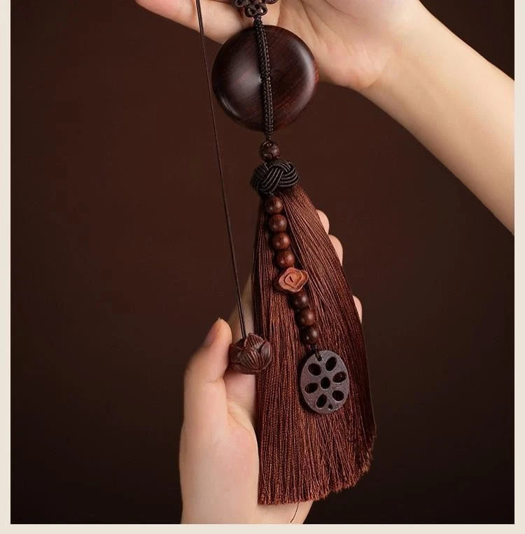 Rosewood Car Charm Buddhist Amulet Car Decor Hanging Ornament 07FC0E-D4 - KOEEK