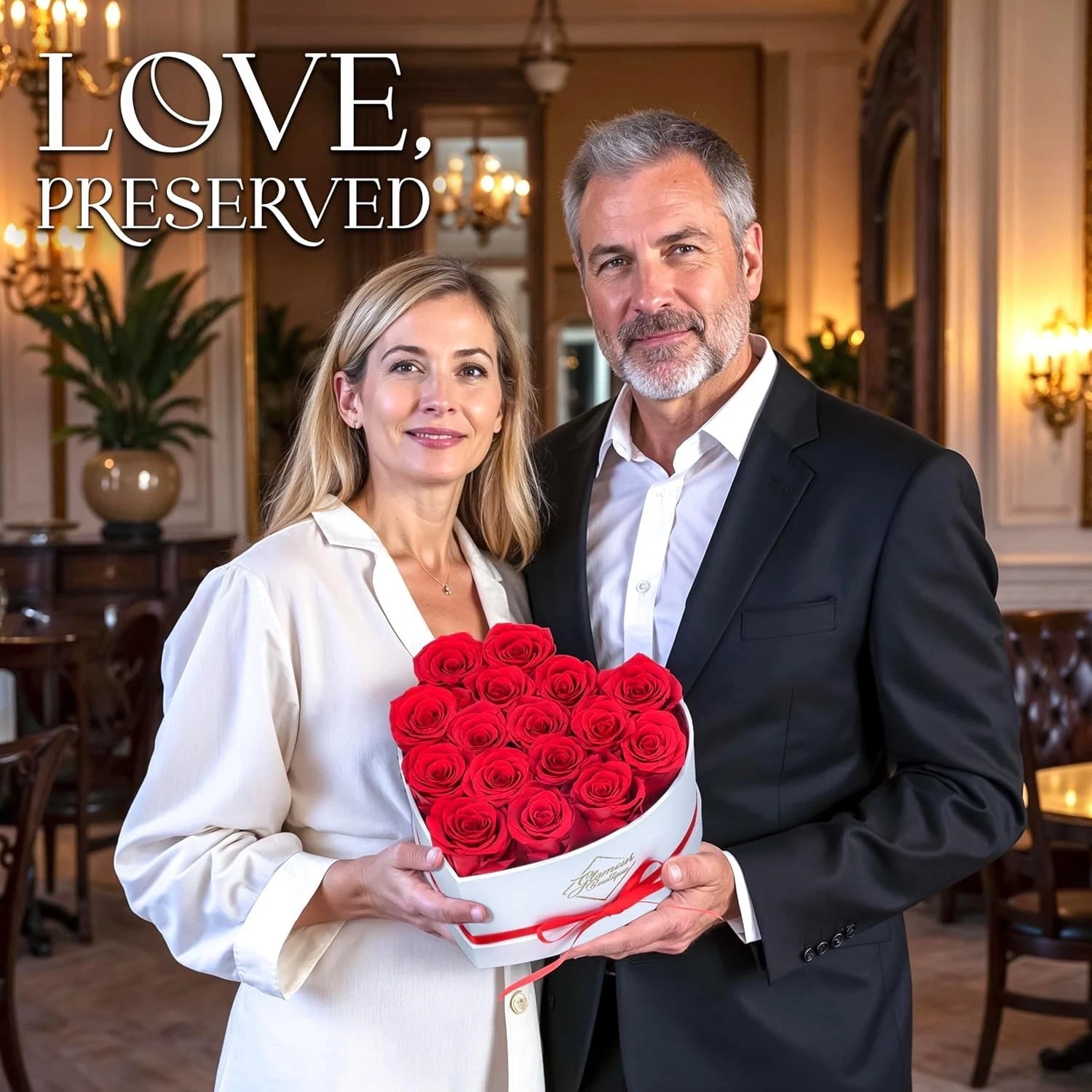 Boxed Preserved Roses - A Gift for Her, Your Wife, or Mother Red - 16 Pieces 07FC0E-D4 - KOEEK