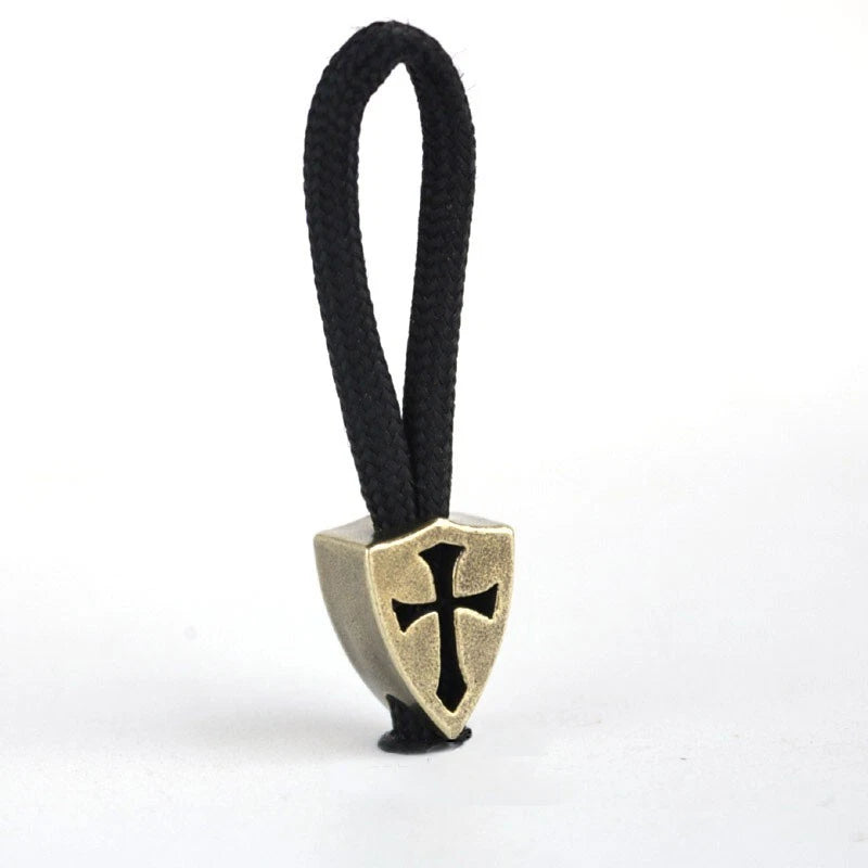 EDC Solid Brass Cross Mark Knife Bead Parachute Cord Pendant DIY Accessories 07FC0E-D4 - KOEEK
