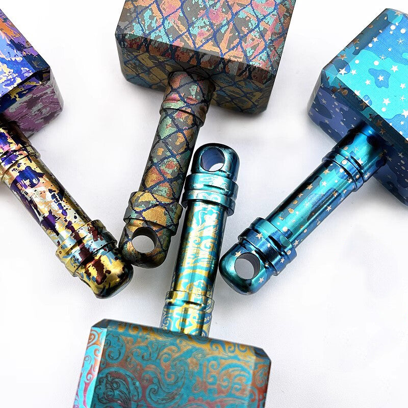 Titanium EDC Key Chain Necklace Hammer Pendant DIY Beads Paracord Bead Zip Head- 07FC0E-D4 - KOEEK