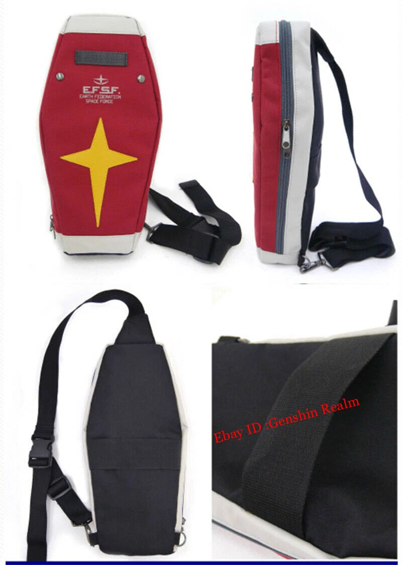Gundam Shield Crossbody Bag Cosplay Anime Red Canvas Shoulder Bag Knapsack 07FC0E-D4 - KOEEK