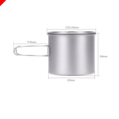 Outdoor Titanium Cup Folding Long Handle Titanium Water Cup With Cover 1100ml 07FC0E-D4 - KOEEK
