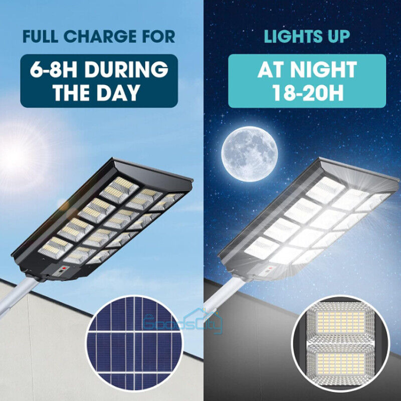 ny 10000000LM LED Solar Road Street Flood Light Utendørs Hage Hage Lampe Vanntett