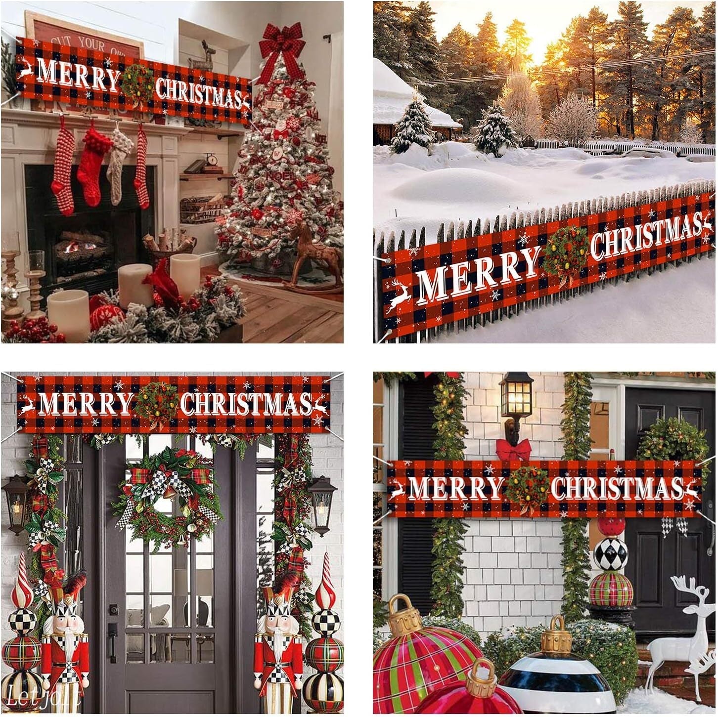 new Merry Christmas Banner Eve Signs Huge Decorations Multicolor 07FC0E-D4 - KOEEK
