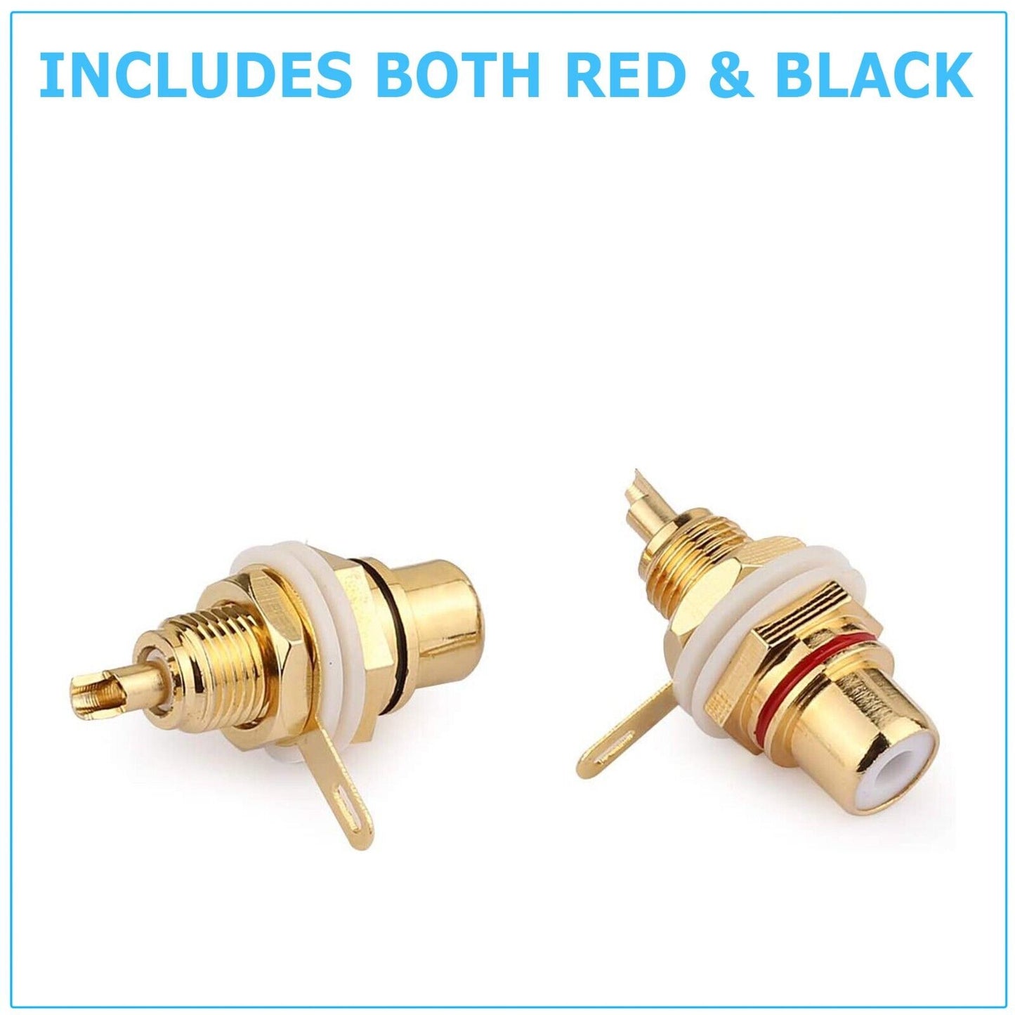 10 Pcs RCA Female Chassis Panel Mount Jack Socket Connector 24K Gold Plated USA