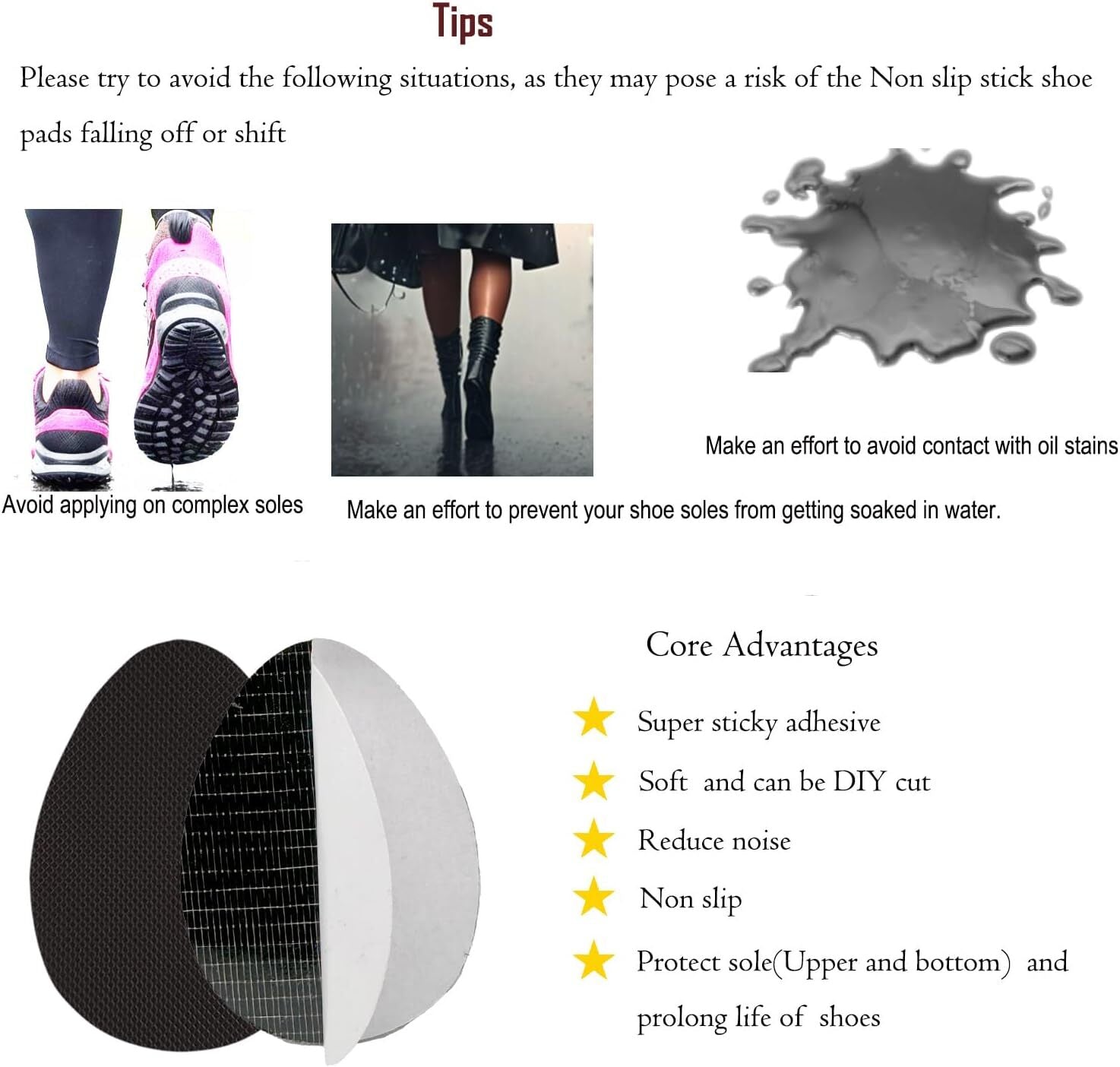 new Non-Slip Shoes Pads Sole Protectors Adhesive, High Heels Black 4pairs 07FC0E-D4 - KOEEK