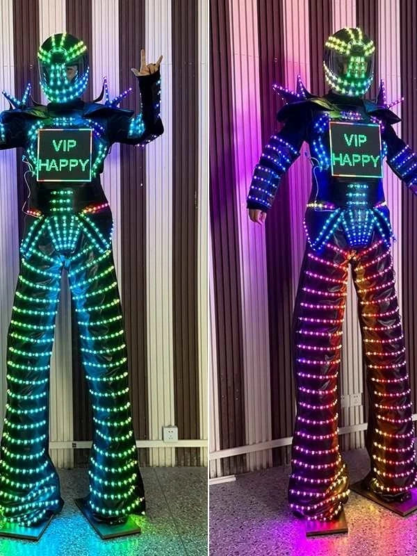 Nightclub Bar Colorful Changing Stilt Costume Controlled LED Luminous Suit Gift 07FC0E-D4 - KOEEK