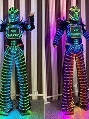 Nightclub Bar Colorful Changing Stilt Costume Controlled LED Luminous Suit Gift 07FC0E-D4 - KOEEK