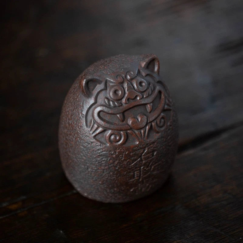 5.8cm Yixing Purple Clay Handcarved Shigandang Tiger Tea Pet Fengshui Ornament 07FC0E-D4 - KOEEK