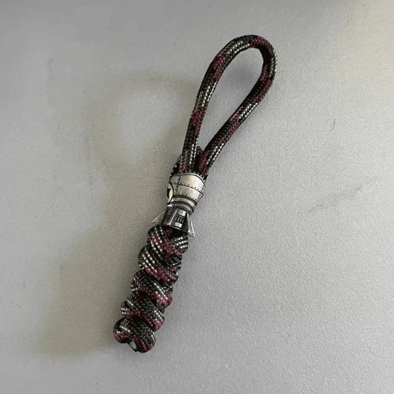 EDC Retro White Copper Parachute Cord Knife Bead Pendant Lanyard DIY Key chain 07FC0E-D4 - KOEEK