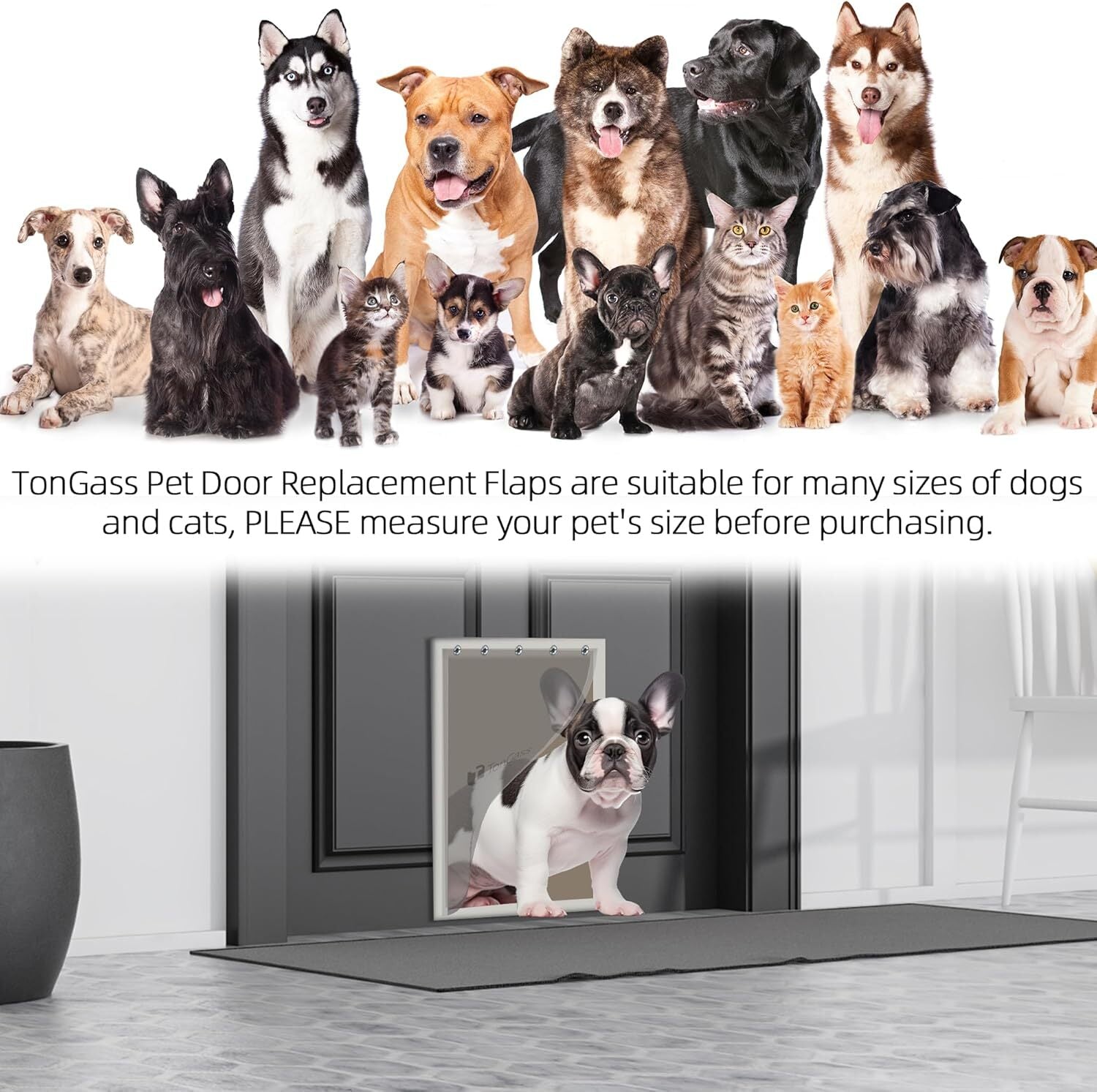 new TonGass (2-Pack) PAC11-11039 Large Dog Door Flap Replacement Compatible TONGASS - KOEEK