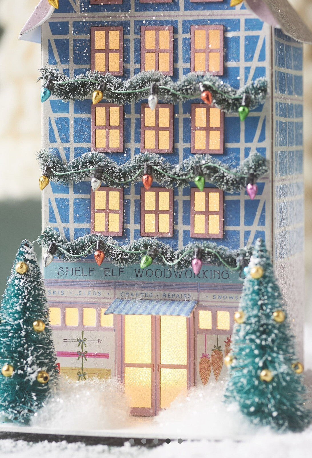 Anthropologie Light-Up Holiday Village Shelf Elf Woodworking Em Taylor Blue 2024 ANTHROPOLOGIE - KOEEK