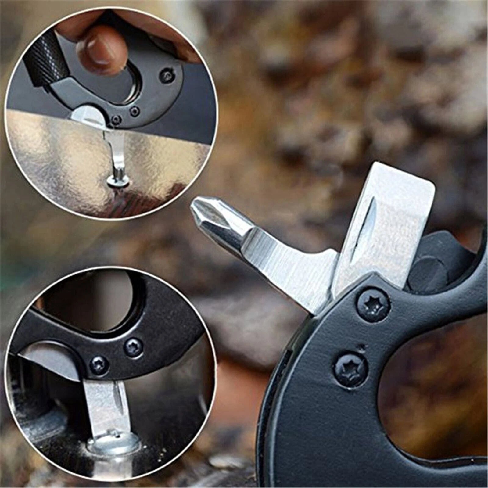 EDC Multi-Tool Carabiner Keychain Screwdriver Key Holder Outdoor Camping Hunting 07FC0E-D4 - KOEEK