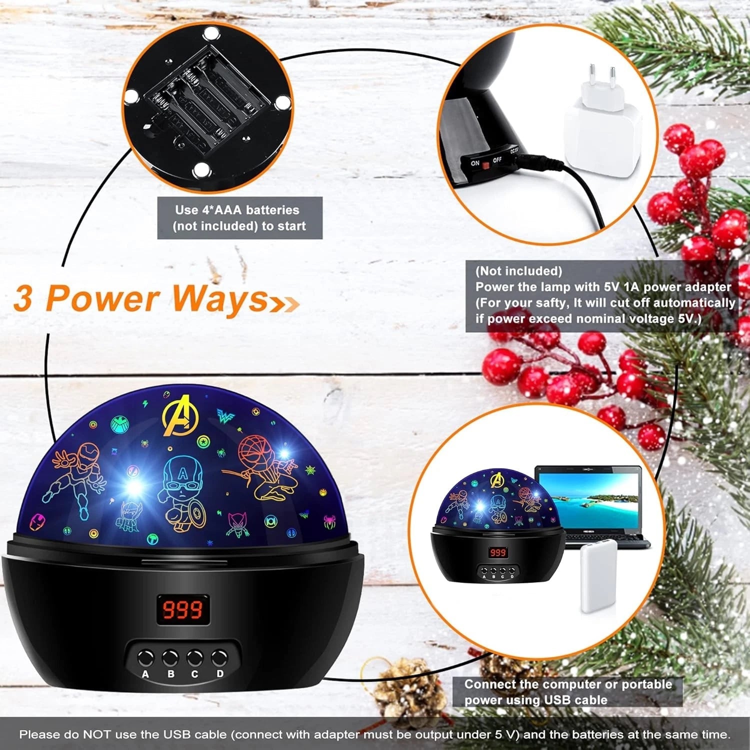 Children's Projection Lamp Superhero Toy Suitable for Boys Aged 5-7 07FC0E-D4 - KOEEK