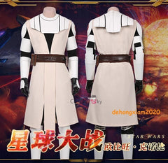 Star Wars The Clone Wars Obi Wan Kenobi Cosplay Costume Uniform Outfit Halloween 07FC0E-D4 - KOEEK