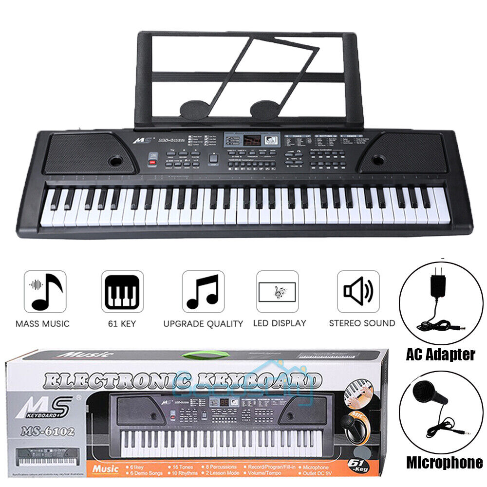 ny 61-tangenters elektrisk piano digital musikk Elektronisk keyboardstativ og mikrofon