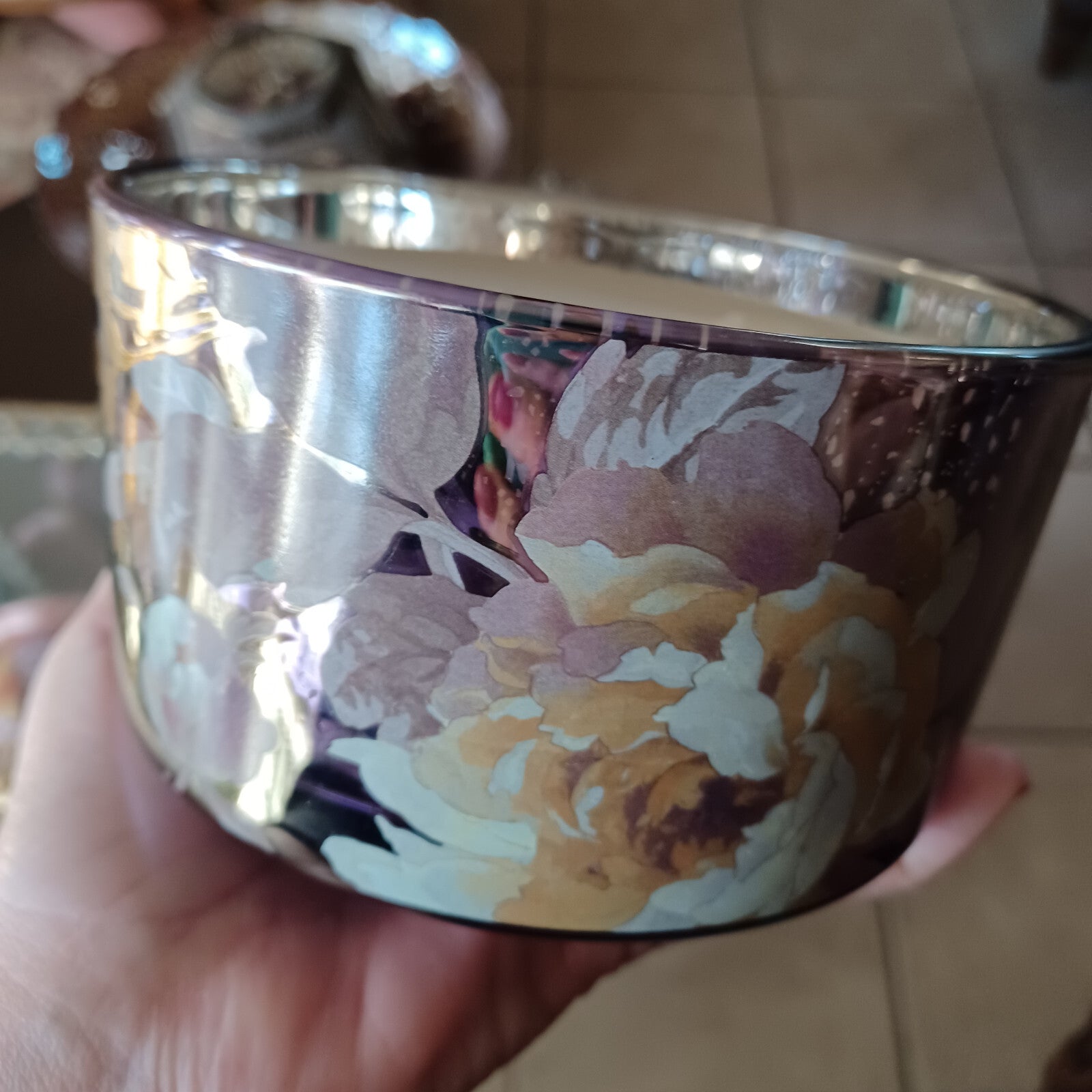 ANTHROPOLOGIE CANDLE ADA FLORAL SUEDED ROSE MERCURY GLASS CANDLE HUGE 23.03 OZ ANTHROPOLOGIE - KOEEK