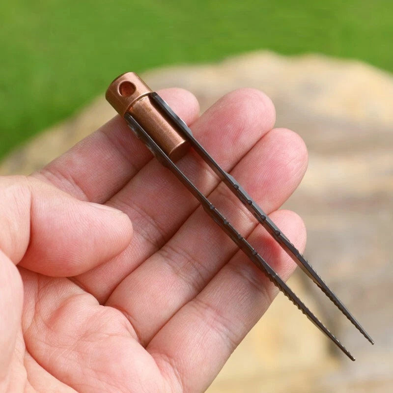 EDC Titanium + Red-copper CNC Tweezers Portable Antiskid Outdoor Camping Tool 07FC0E-D4 - KOEEK