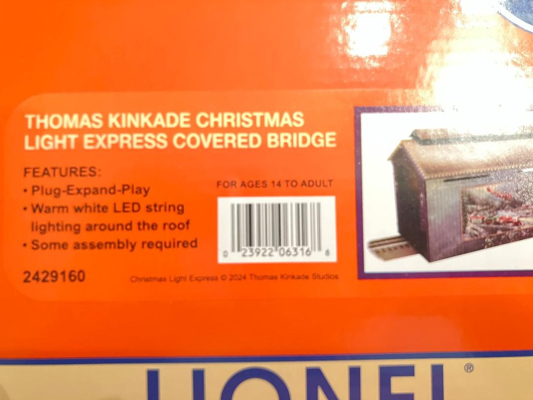 LIONEL TK CHRISTMAS LIGHT EXPRESS ILLUMINATED COVERED BRIDGE O GAUGE 2429160 LIONEL - KOEEK